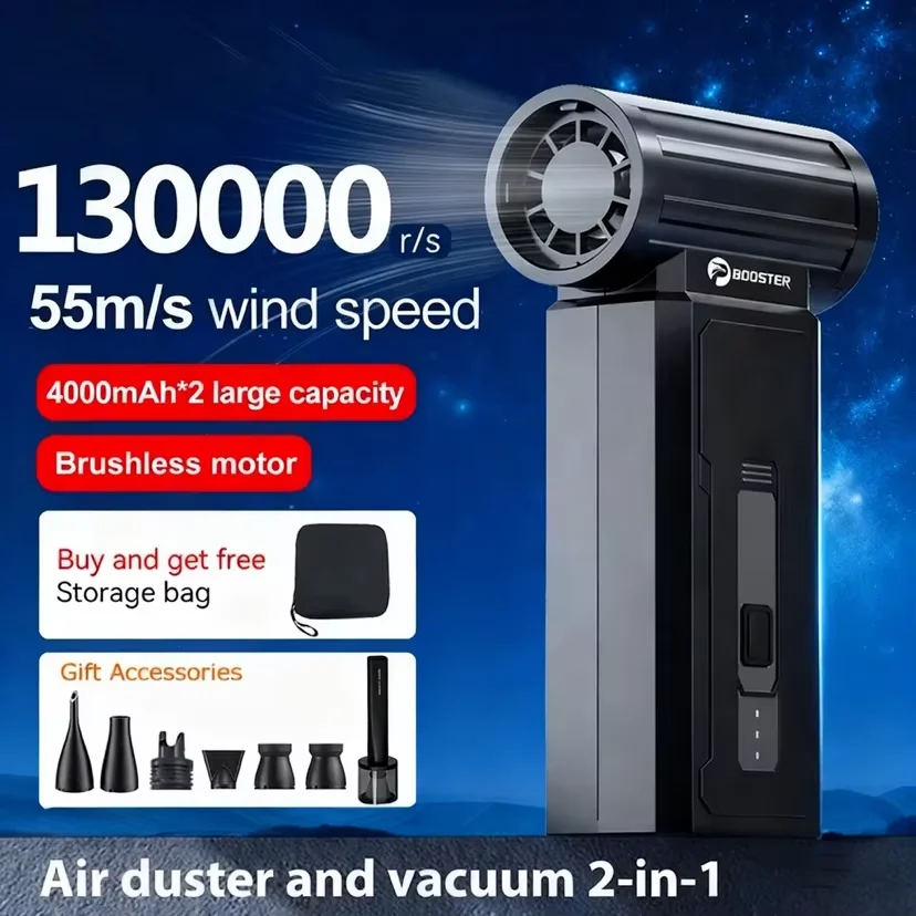 130000RPM Turbo Fan Brushless Powerful Air Blower Wind Speed 55m/s Air Duster Vacuum Cleaner for Car/Keyboard/PC/Home