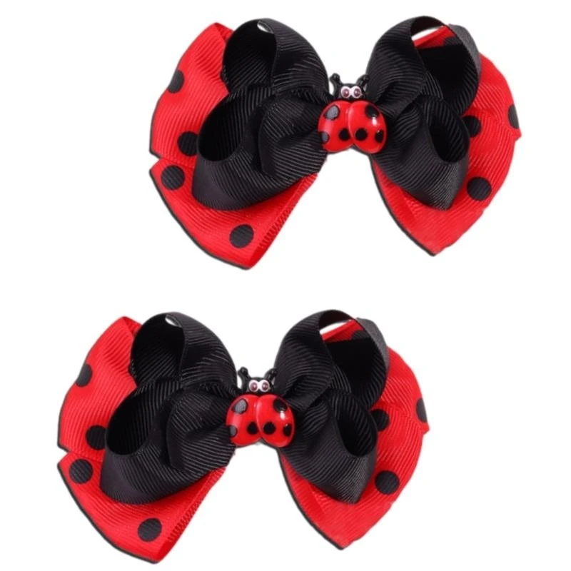 

652F Creative Children's Hair Accessories Cartoon Animal Designs Double Bows Clip Headwear for Everyday Wear and Parties