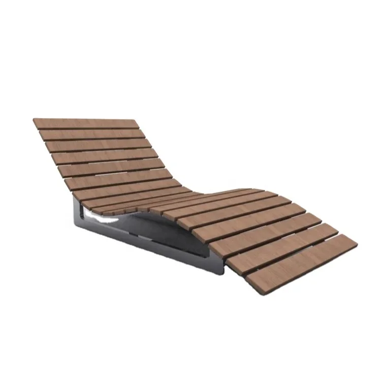 Urban Outdoor Hotel Wooden Chaise Lounge Teak Wood Pool Side Sun Lounger