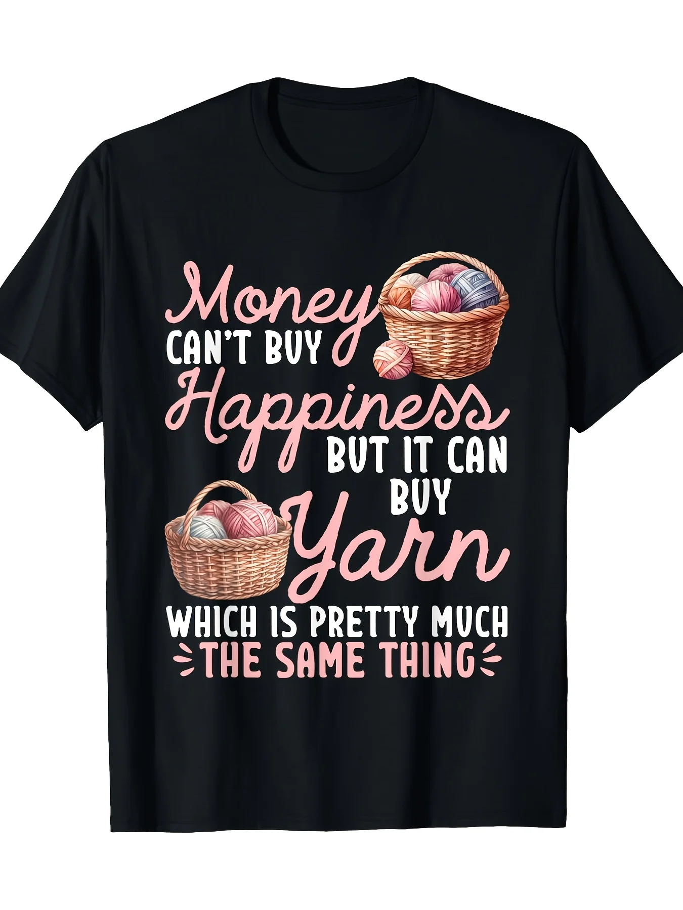 Camiseta de regalo para hombres y mujeres, ganchillo, el dinero no puede comprar la felicidad, ganchillo