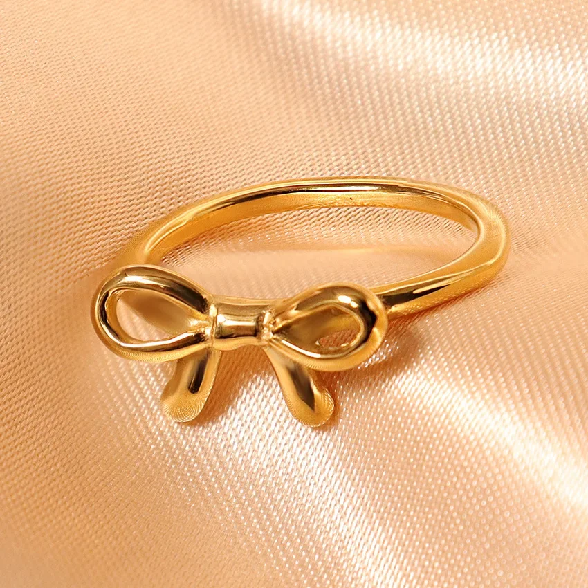 Stainless Steel Bowknot Rings Bandana-shaped Cashew Flower Rings For Engagement Waterproof Jewelry for Drop Shipping