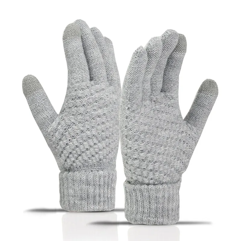 AliExpress NONE Men Women Warm Winter Touch Screen Gloves Stretch Classical Knit Mittens Wool Full Finger Outdoor Cycling Driving Glove