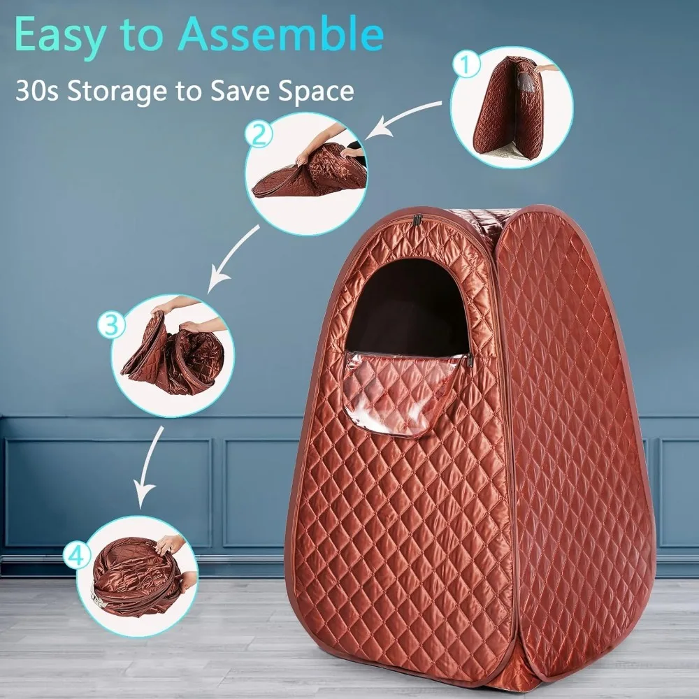 Portable Sauna, with 2.6L 1000W Steam Generator, 90 Minute Timer, Foldable Chair, Remote Control Included, Home Saunas