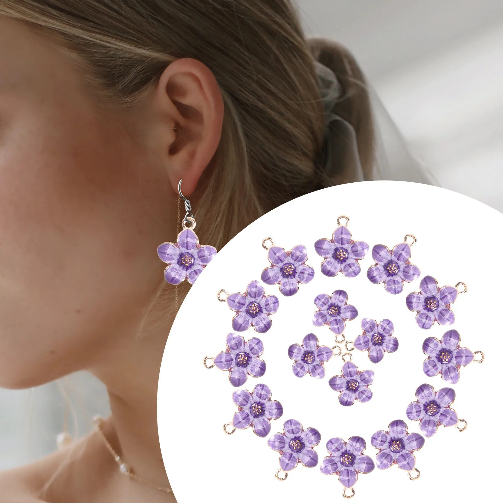 

50Pcs Cherry Blossom Pendant Flower Charms Alloy DIY Jewelry Making Supplies for Necklace Bracelet Craft Accessories