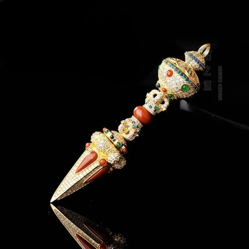 

Collectible Tibet Nepal Buddhist Buddha Phurpa Demon Subduing Pestle Vajra Diamond Pendant Safety Protection Amulet Bring Luck