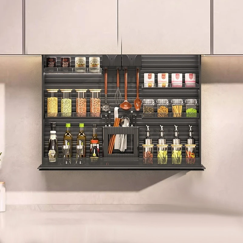 New Kitchen Cabinet High Cabinet Stainless Steel Wall Cabinet Electric Lift Pull Basket Rack
