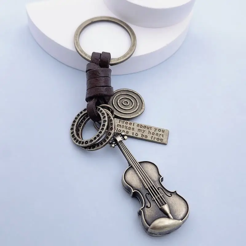 10 Pieces Retro Keychain Metal Personalized Music Series Violin Keychain Backpack Pendant for Graduation Season Gifts to Student