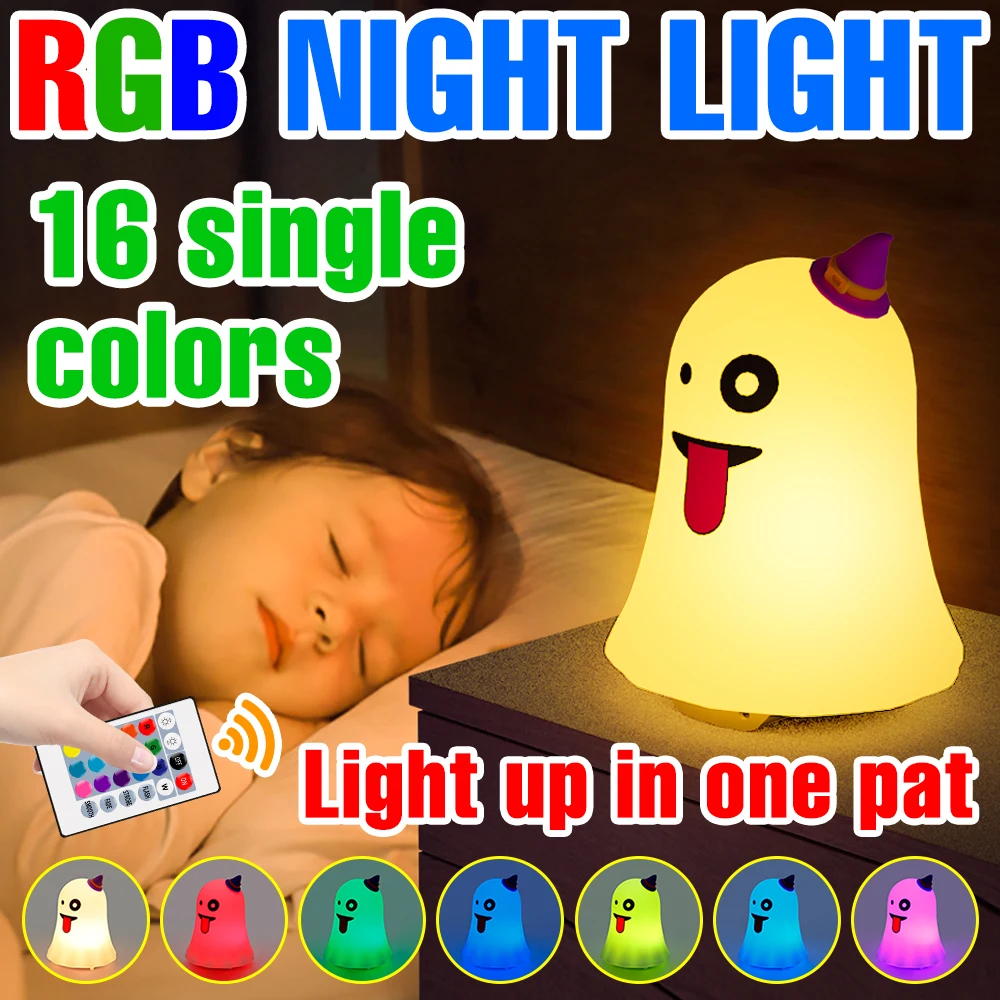 LED Nightlights RGB Neon Light USB Rechargeable Table Lamp Halloween Decoration Festival Atmosphere Novelties Bedroom Night Lamp