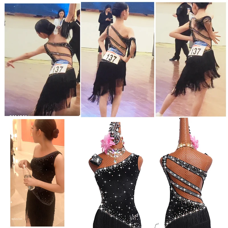 Latin Dance Latin Skirt Competition Costumes Performing Dress Practice Skirt Customize Adult Kids Lady
