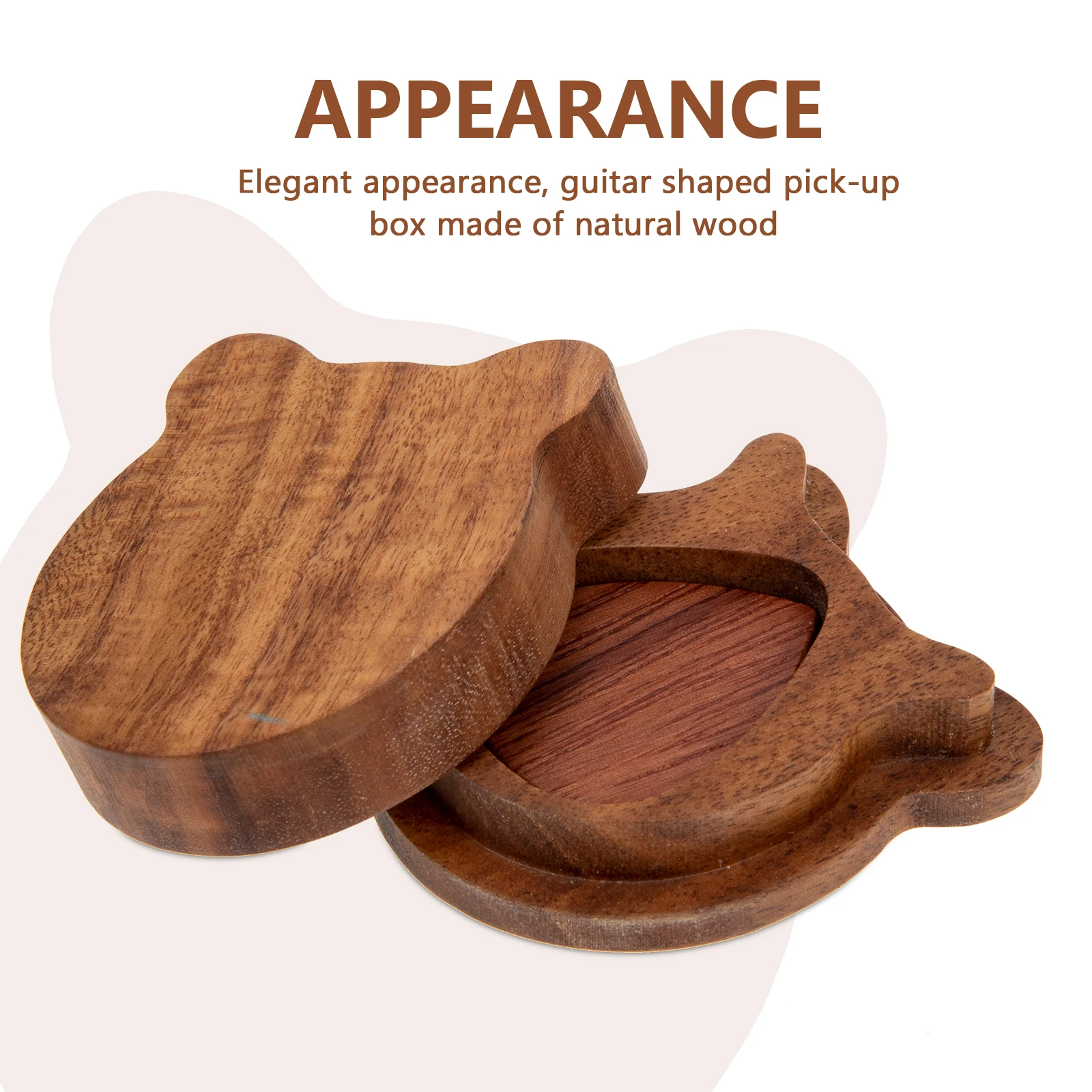 

1 set Durable Wooden Pick Storage Box Light Brown Ergonomic Design Professional Accessories For Folk Electric Guitar Stringed