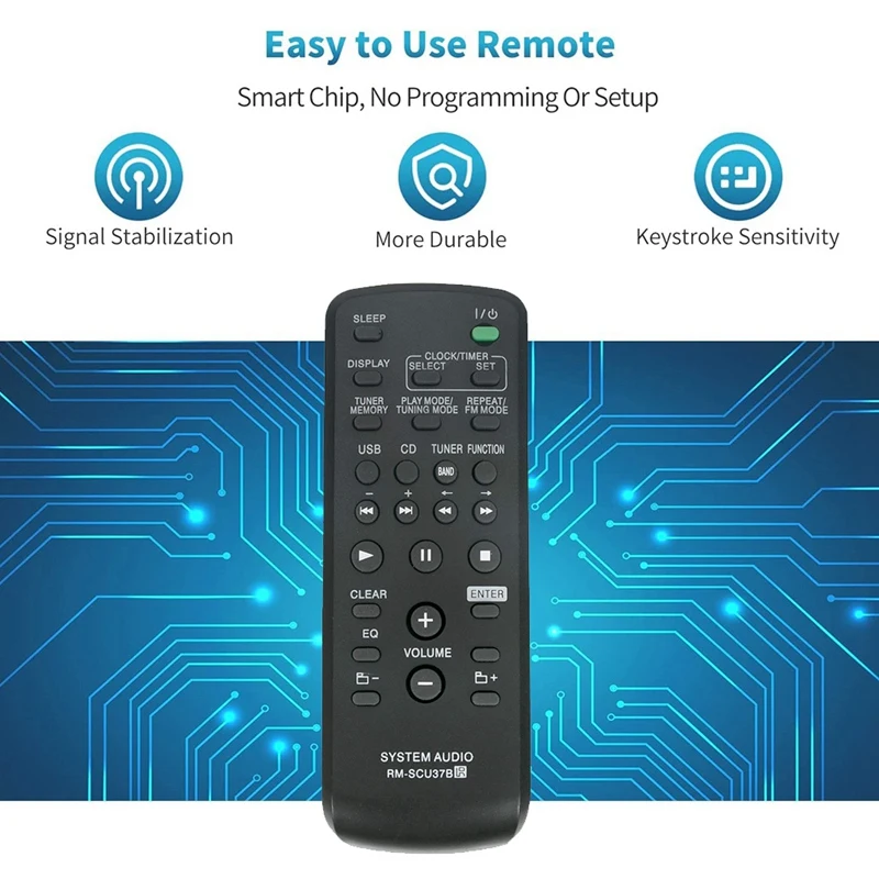 Replace Remote RM-SCU37B For Sony Mini HI-FI Component System LBT-SH2000 SS-SH2000 CMT-BX3 CMT-BX30R HCD-CBX3 MHC-EX600