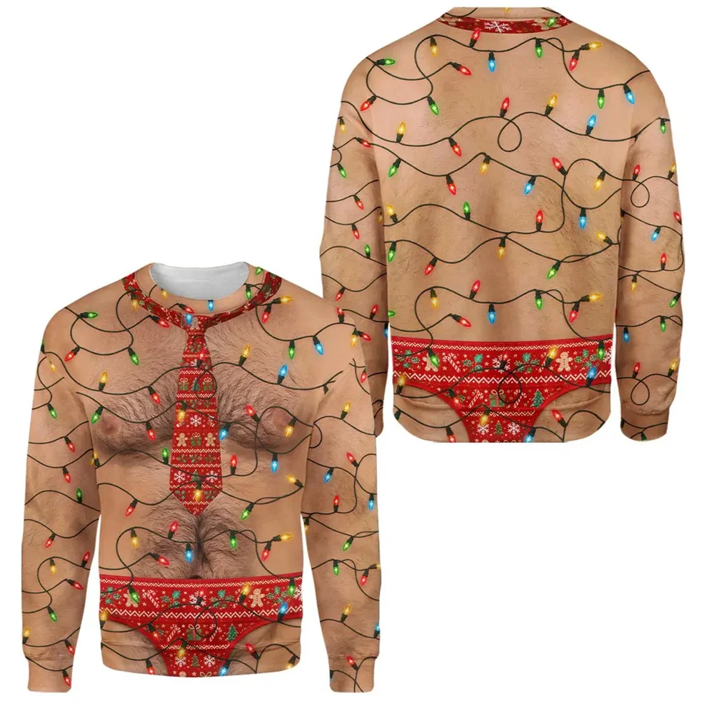 3D-Druck Fake-Muskel-Haut-Humor-Cosplay-Hässliches Sweatshirt für Herren, Frohe Weihnachten, Persönlichkeit, Party, Neuartiger Pullover, lustiges Geschenk – Detail 7