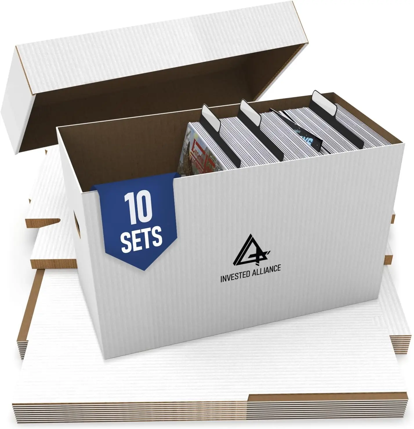 

Short Comic Book Storage Box with Lid, Holds 150-175 Comics, Heavy Duty Stackable Cardboard Organizer