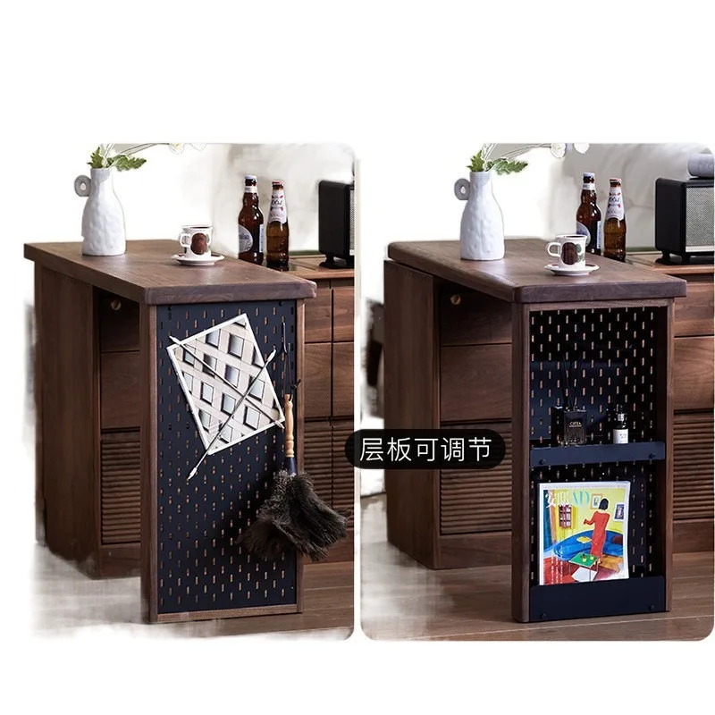 Solid wood dresser chest integrated makeup table storage bedside cabinet black walnut bedroom removable