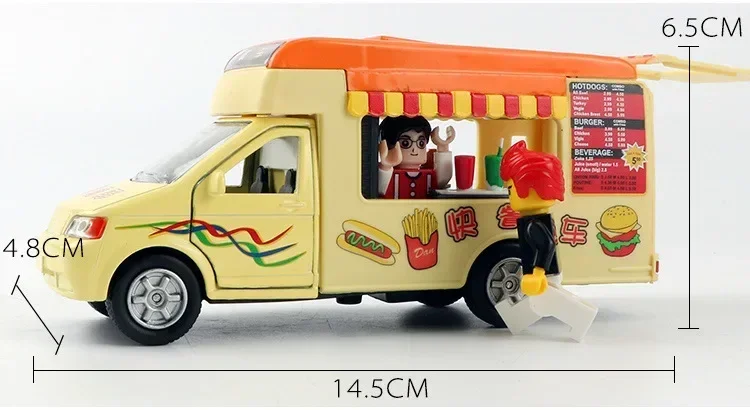 1:32 Simulatie Ijs Truck Food Truck Winkel Speelgoedlegering Model Geluid En Licht Auto Pull-Back Voertuig Kinderen Baby Cadeau