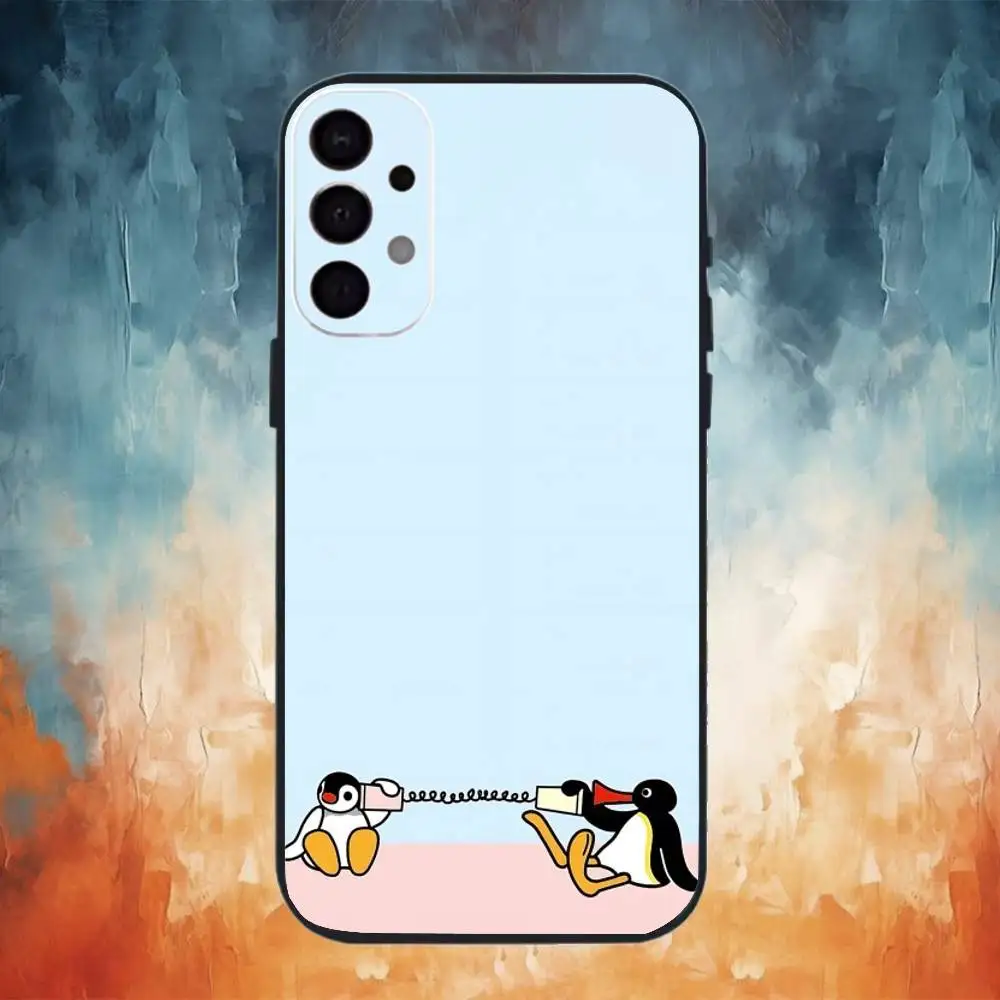 Capa de telefone pinguim pinguim dos desenhos animados para samsung s25, s24, s21, s22, s23, s30, ultra, s20, plus, fe, nota, 10.9,5g capa preta