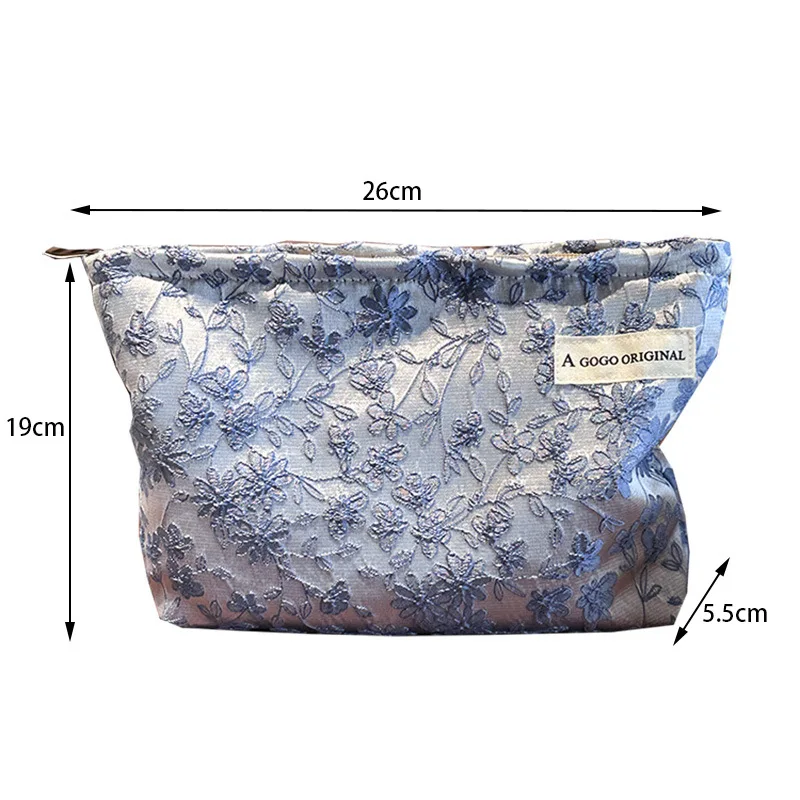 Ins Fashion Portable Embroidery Clutch Makeup Bag Cosmetic Bag Travel Skincare Toiletry Organizer Daily Storage Bag Phone Pouch