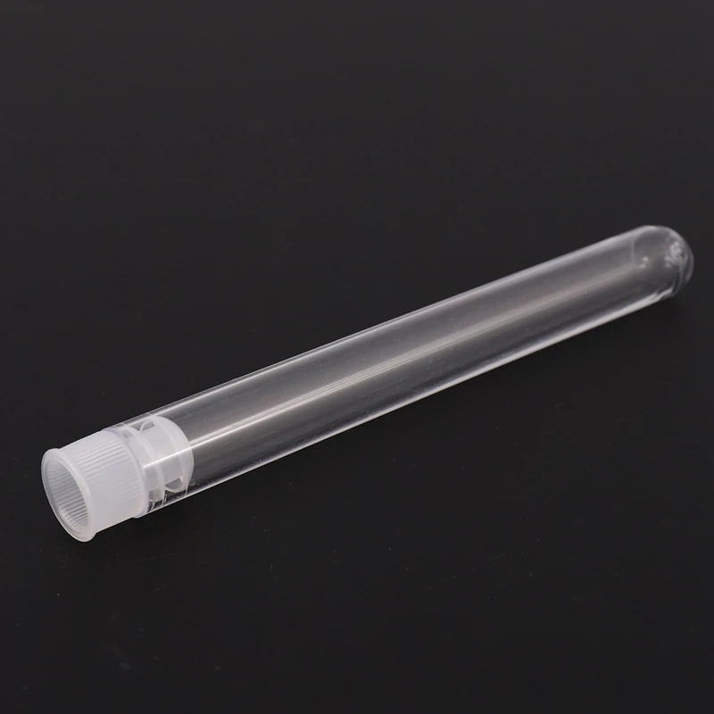 100Pcs Clear Plastic Test Tube With Cap 12X100mm U-Shaped Bottom Long Transparent Test Tube Lab Supplies