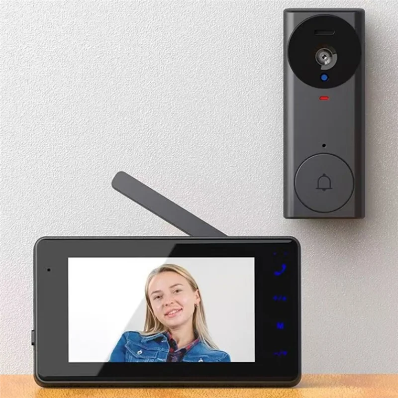 Timbre de vídeo inteligente de vigilancia SQPP-Home con pantalla IPS de 4,3 pulgadas y conexión Wi-Fi 2.4G