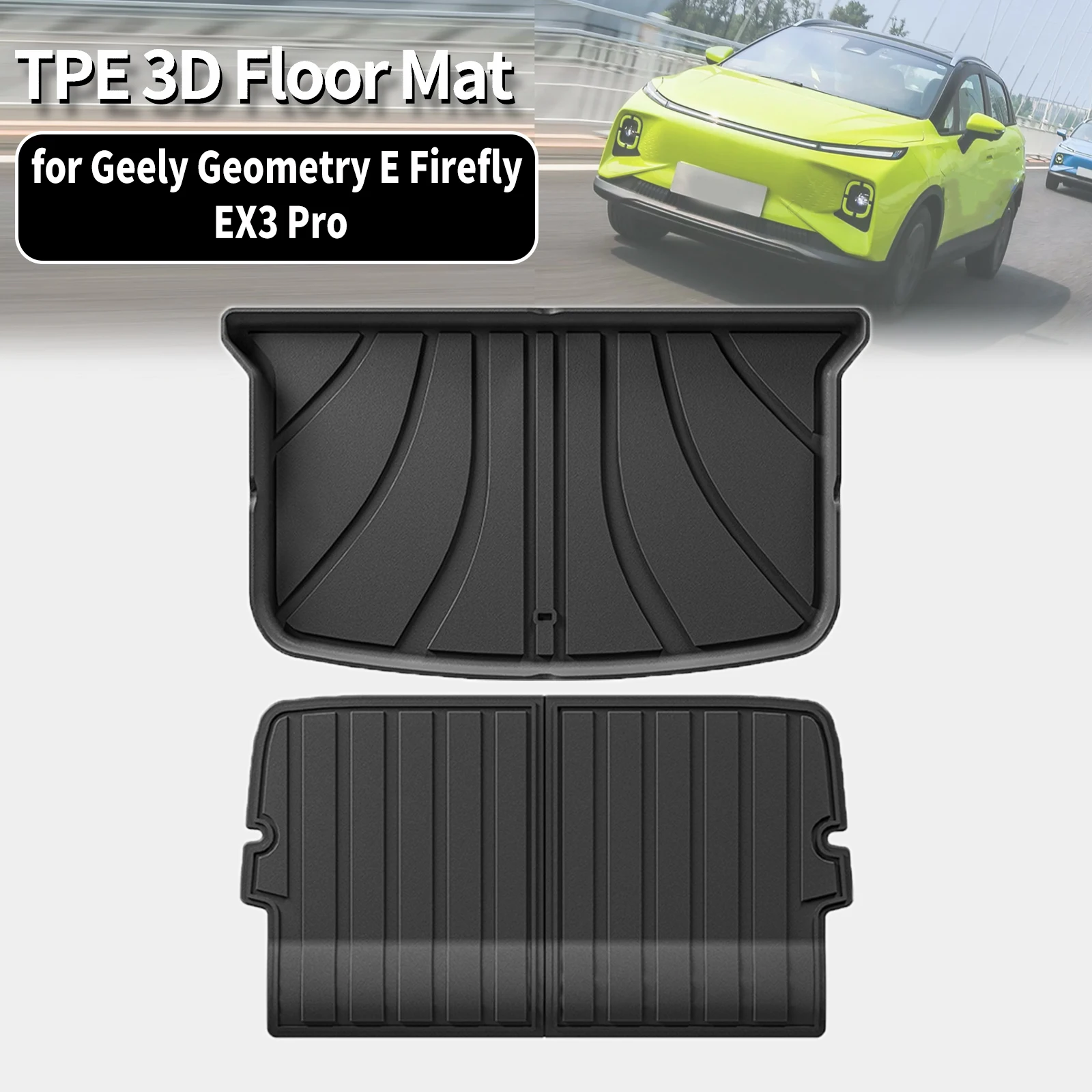 for Geely Geometry E Firefly EX3 Pro 2024-2026 LHD RHD TPE Trunk Mat  & Seat Back Non-Toxic Odor Free Eco Friendly Car Supplies