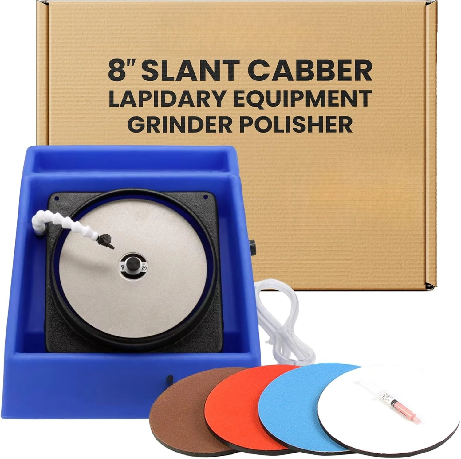 8 Inch Slant Cabber Lapidary Machine Rock Polisher Stone Shaper Gemstone Polishing Grinder Kit 115V Power Tool for Jewelry - view 2
