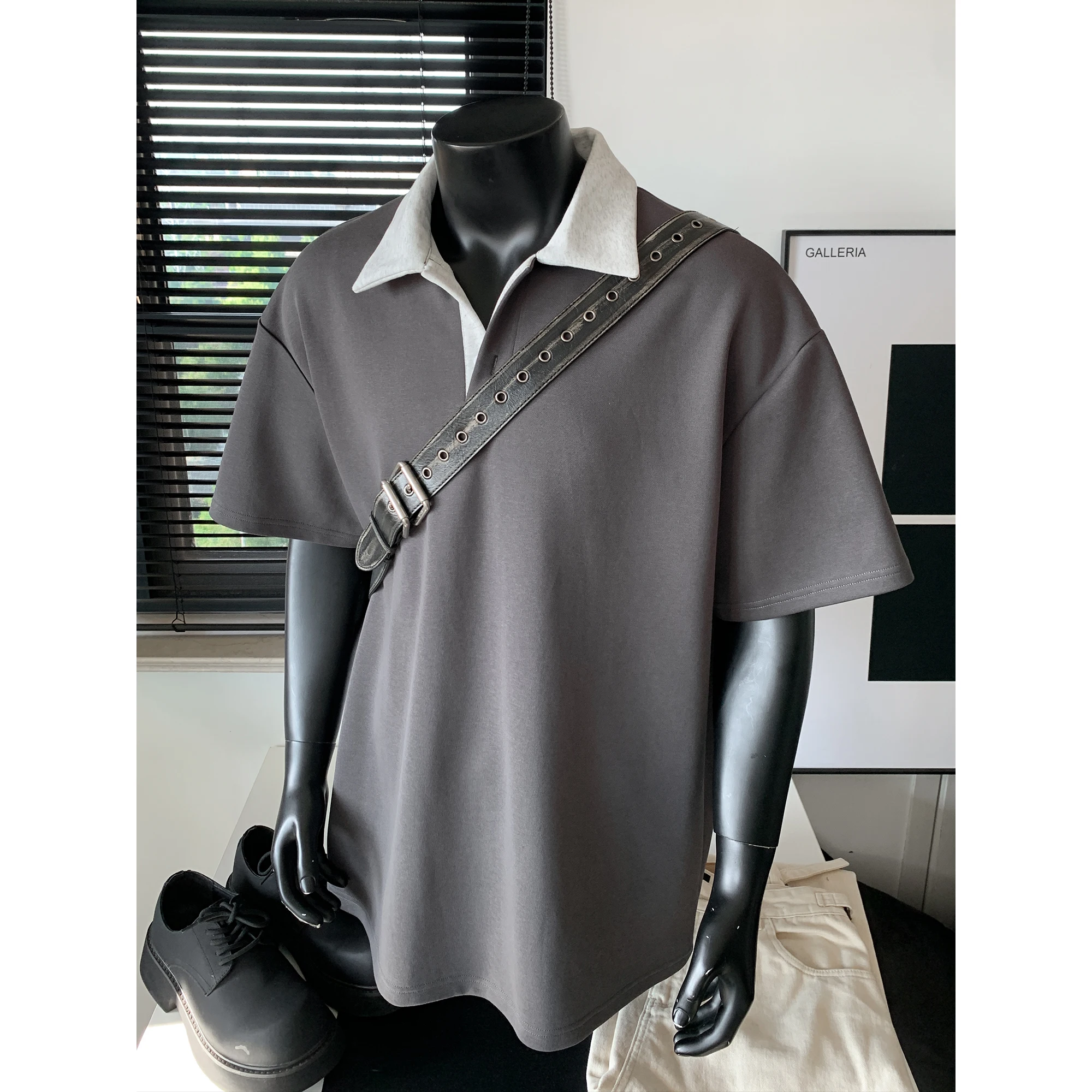 2026 Summer Men's Color-Plaid Fashion Casual Short-Sleeved T-Shirt Polo Shirt Top