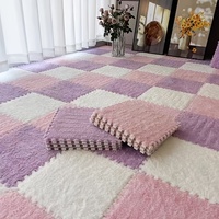 15pcs Thick Plush Interlocking Mat Tiles for Bedroom Living Room Square Washable Soundproof Warm Suitable for All Seasons