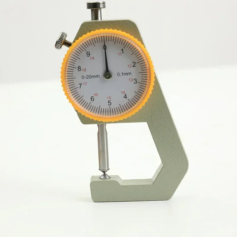 0-20mm Flat Head Thickness Gauge Leather Thickness Meter Tester Tools 0.1mm Dial Thickness Gauge for Leather Craft Measurement