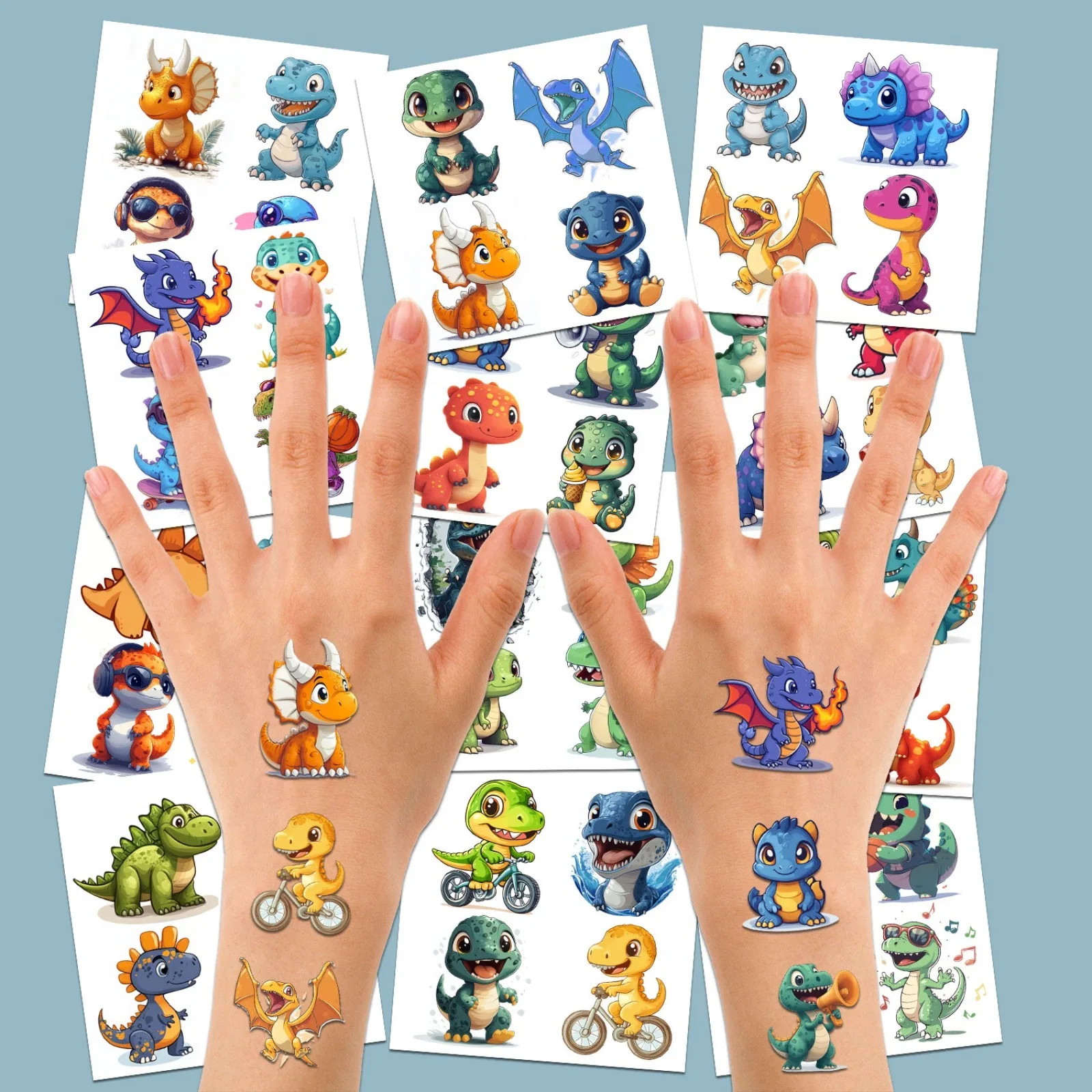 

12 Sheets Cute Sports Dinasours Tattoos Waterproof Temporary Tattoos Dinosaur Themed Fake Tattoos for Dinosaur Lovers