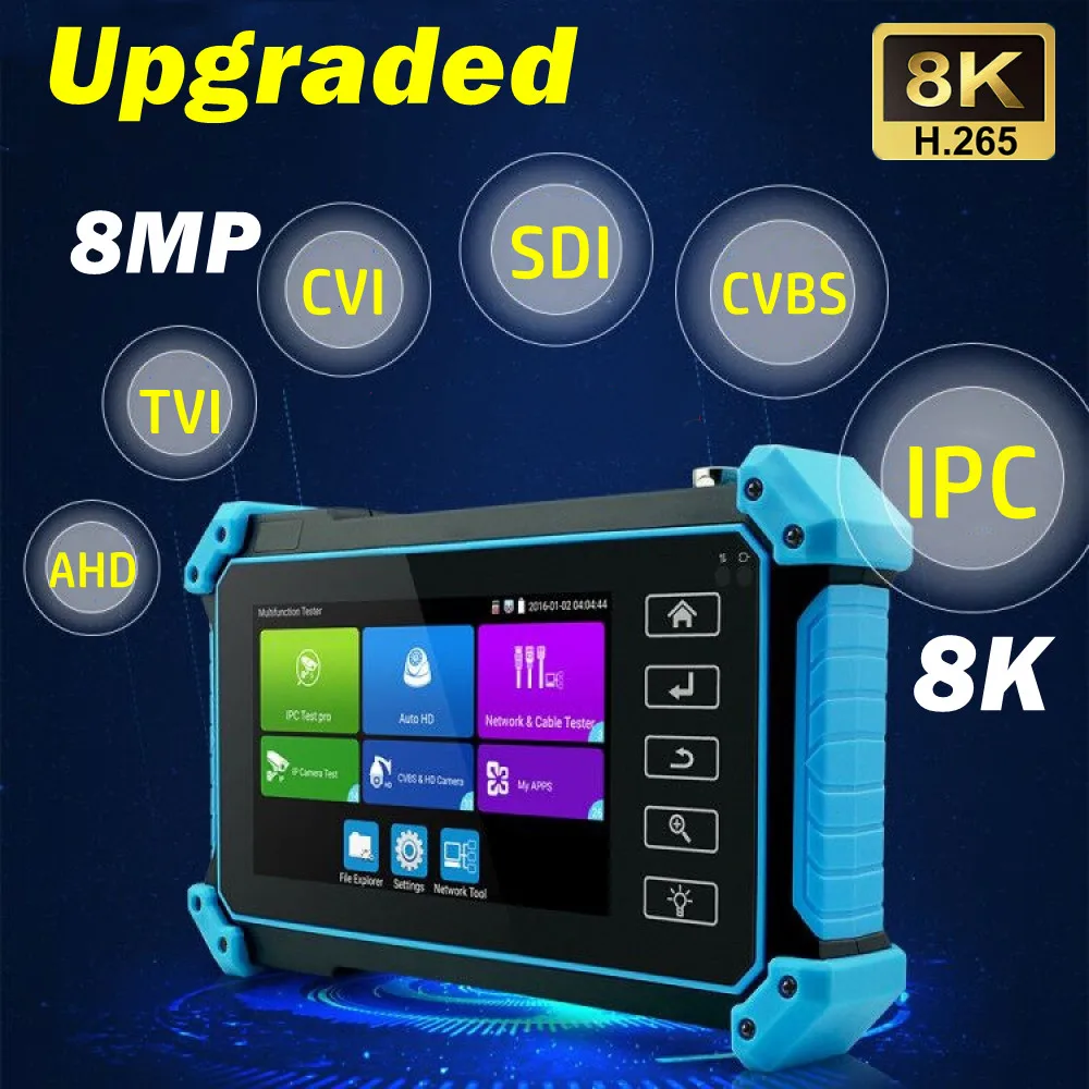 Tahlitech 8K IPC Cctv Camera Tester Poe Power Output HDMI VGA UTP Cable Tracker Wifi Analysis AHD TVI Tester Network Cable Trace