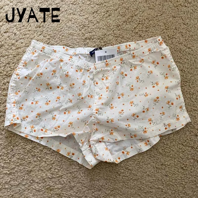 

Оранжевые короткие брюки с цветочным принтом и пуговицами, женские летние новые повседневные уличные брюки с высокой талией, домашнее нижнее белье, винтажные шикарные милые шорты