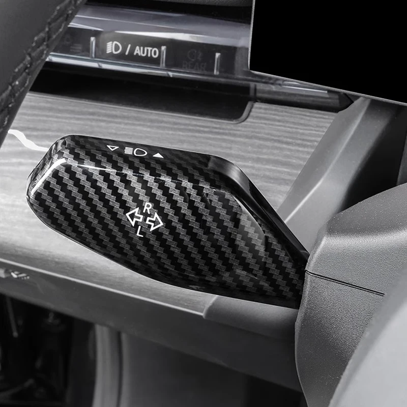 ألياف الكربون ABS سيارة بدوره إشارة ممسحة التبديل غطاء الزخرفية ملصقات الكسوة اكسسوارات لسيارات BMW 5 سلسلة i5 G60 G68 2024 2025