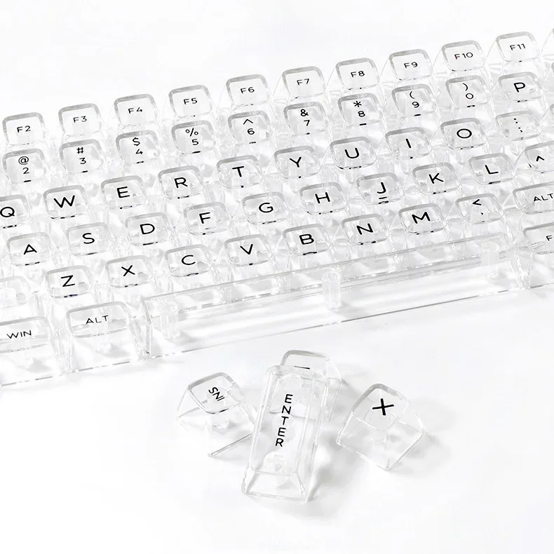 132 Keys Crystal Transparent PC Keycaps For Cherry MX Switch Mechanical Gaming Keyboard backlit RGB Key Caps ISO Layout DIY GK61