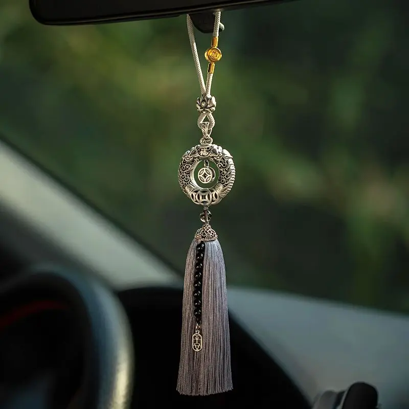 

Fortune Dragon Car Pendant High-end Pure Silver Texture Creative Rearview Mirror Hanging Ornament