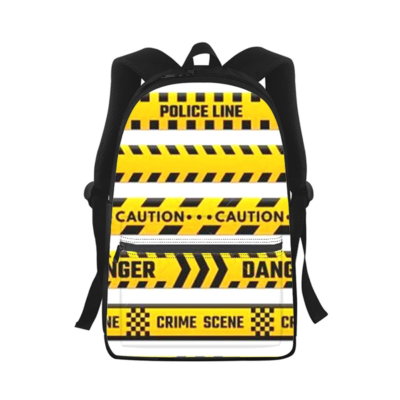 

Warning Cordon Men Women Backpack 3D Print Fashion Student School Bag Laptop Backpack Kids Travel Shoulder Bag