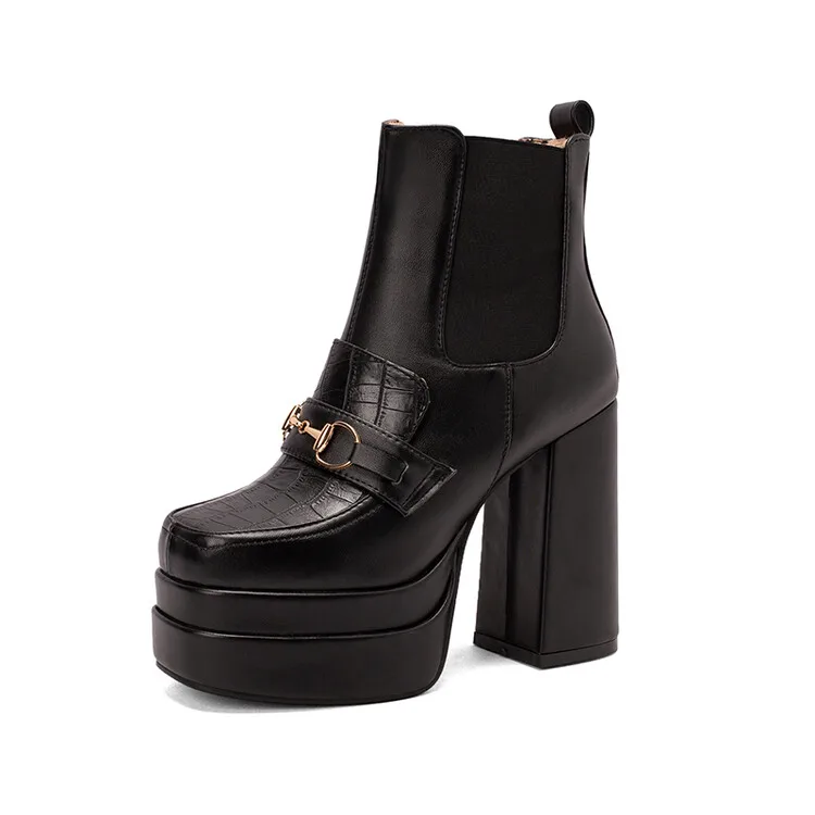 Women\'s Mid-Heels In Autumn and Winter 2022 New Ladies Leather With Fluff Thick heel Boots