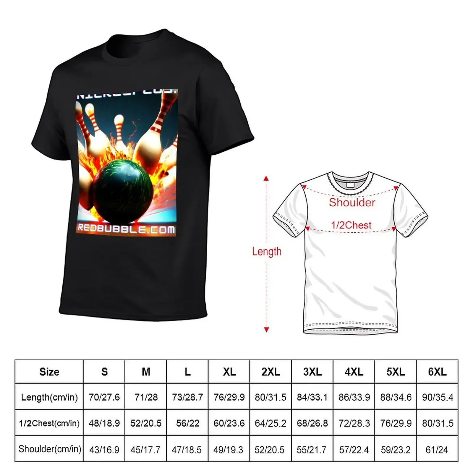 Flaming strike on the bowling alley T-Shirt korean fashion plus size clothes mens champion t shirts