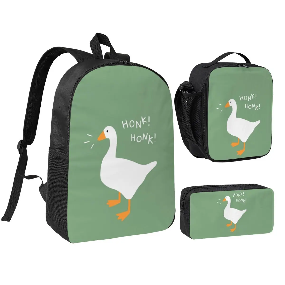Honk Honk Goose Backpack Student Boys Girls BookBag School Bag Laptop Shoulder Bags 3ps Insulated Lunch Bag Pencil Case