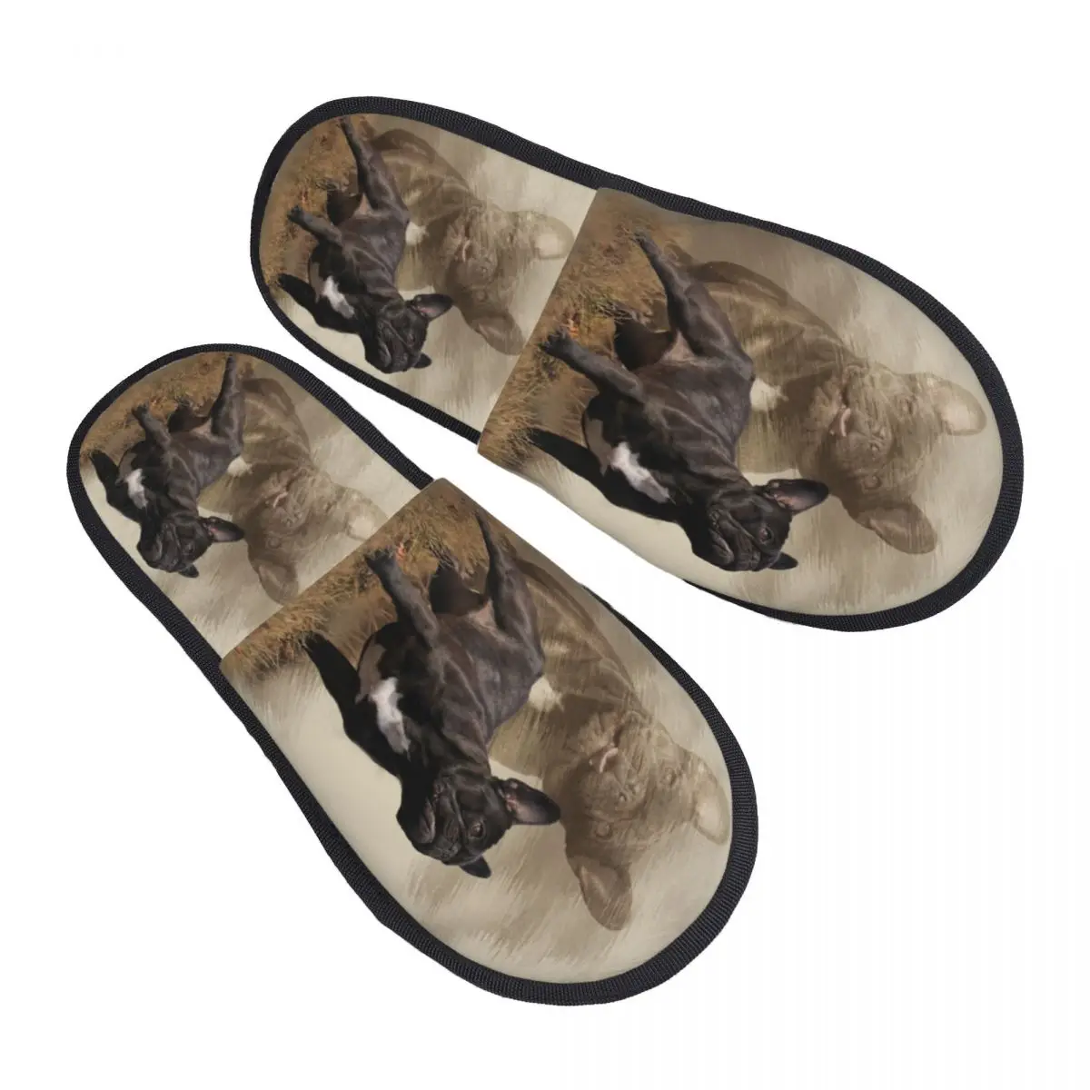 Custom Cool French Bulldog Comfy Scuff Memory Foam Slippers Women Pet Dog Bedroom House Shoes