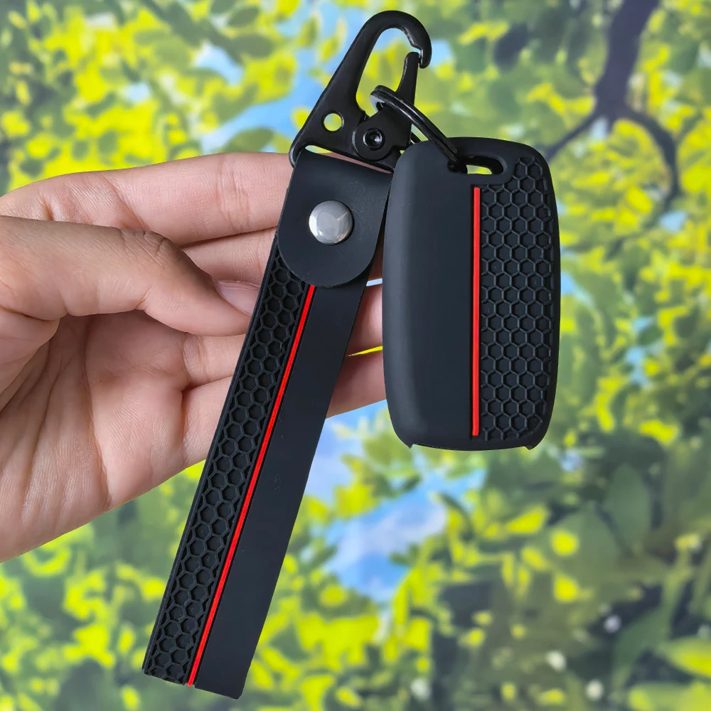 Grip Honeycomb Silicone Car Key Cover With KeyChain, Protective Fob Shell for Ford Ranger Mazda 2 3 6 MPV Protege Keyless Entry