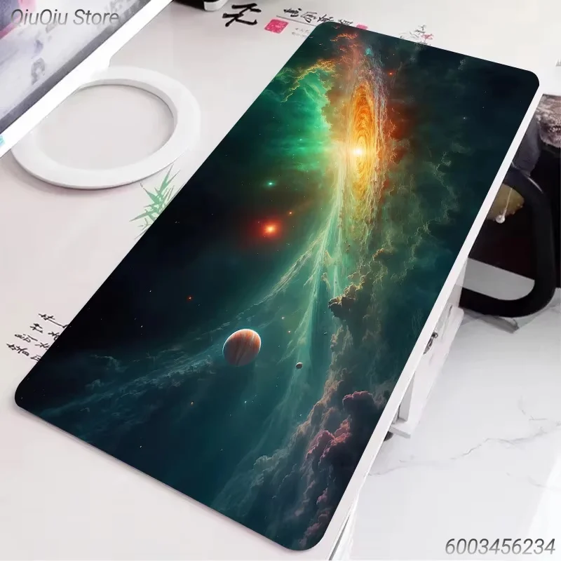 Cosmic Space Big Mouse Pad, Colorful Nebula Galaxy Star Design Extended Desk Mat Non‑Slip Rubber Base for Gamer Workspace  Gift