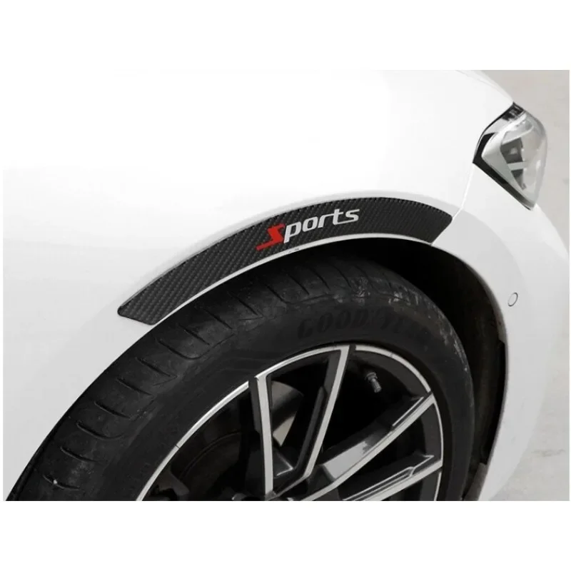 Stiker Fender Serat Karbon Mobil Strip Anti Tabrakan Bodi Strip Trim Fender Berlapis Epoksi-Tahan Gores Tebal 4 Buah