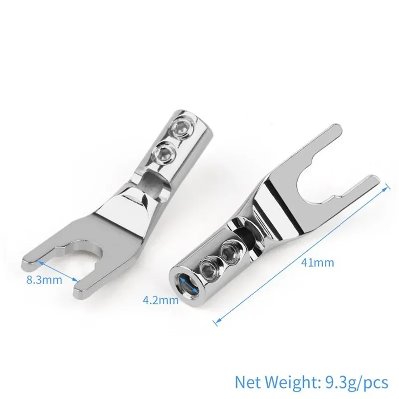 Y U Forma Banana Plug Áudio Alto-falantes Terminal Parafuso, Fork Spade Wire Connector, Ouro, Prata, Roxo, Cobre, HiFi Speaker Connector