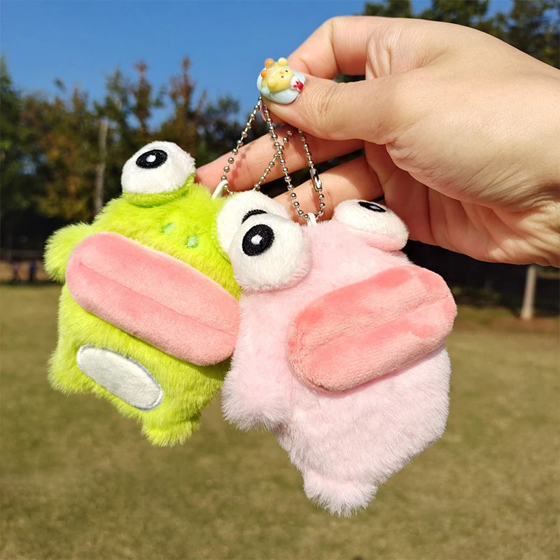 Cute Sausage Mouth Frog Key Chain Cartoon Plush Doll Car Keychain Unisex Student Couple Backpack Charms Decor Christmas Gifts