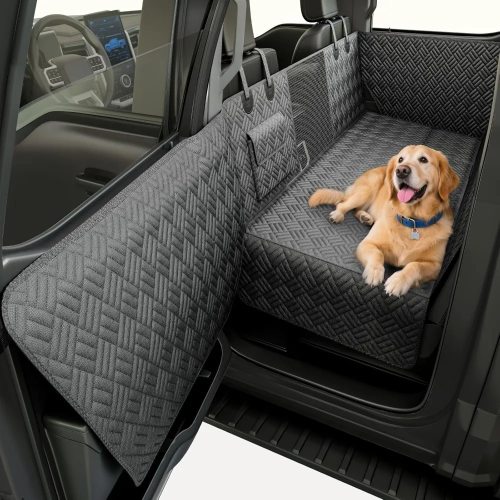 

Waterproof Dog Car Seat Cover with Hard Bottom, Supports 400lbs for SUV and Trucks - Patented Design