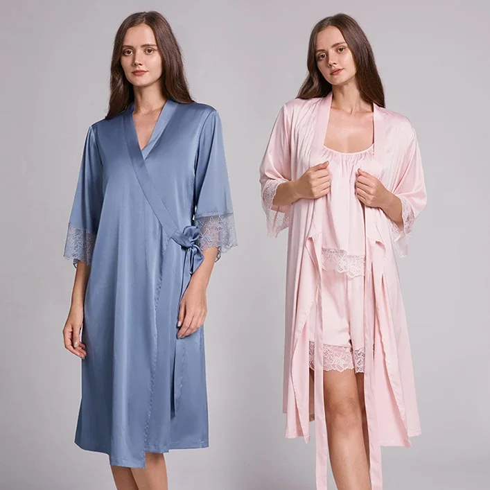 Women Satin Sleepwear Leisure and Comfort Home Wear Nightgown Sleeveless Shorts Pajamas 3 Piece Set