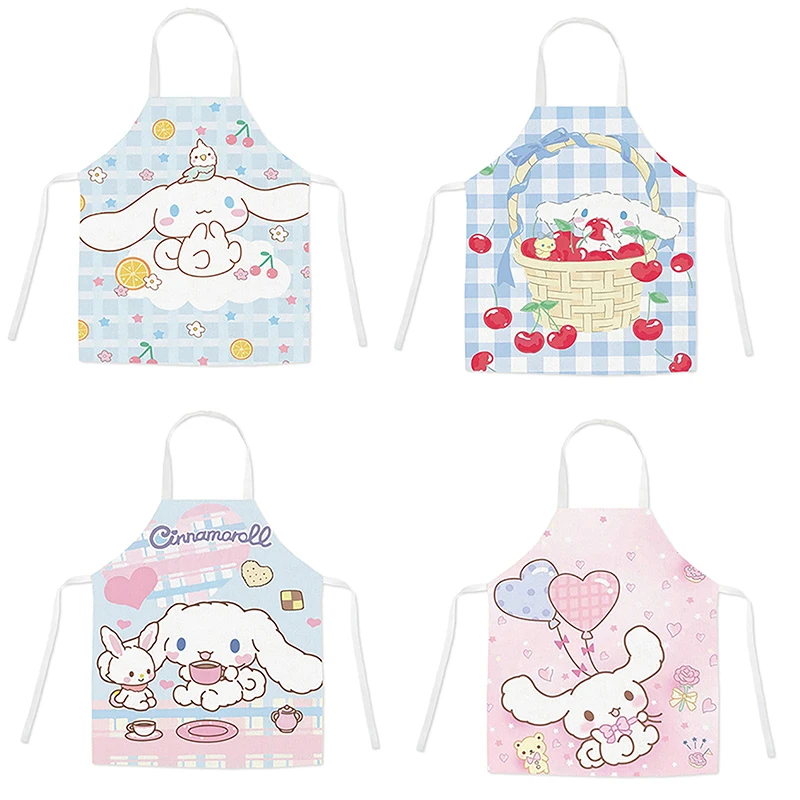 Kawaii Sanrio Children's Parent-Child Apron Cinnamoroll Cartoon Sleeveless Kitchen Aprons Oil Proof Antifouling Cleaning Tools