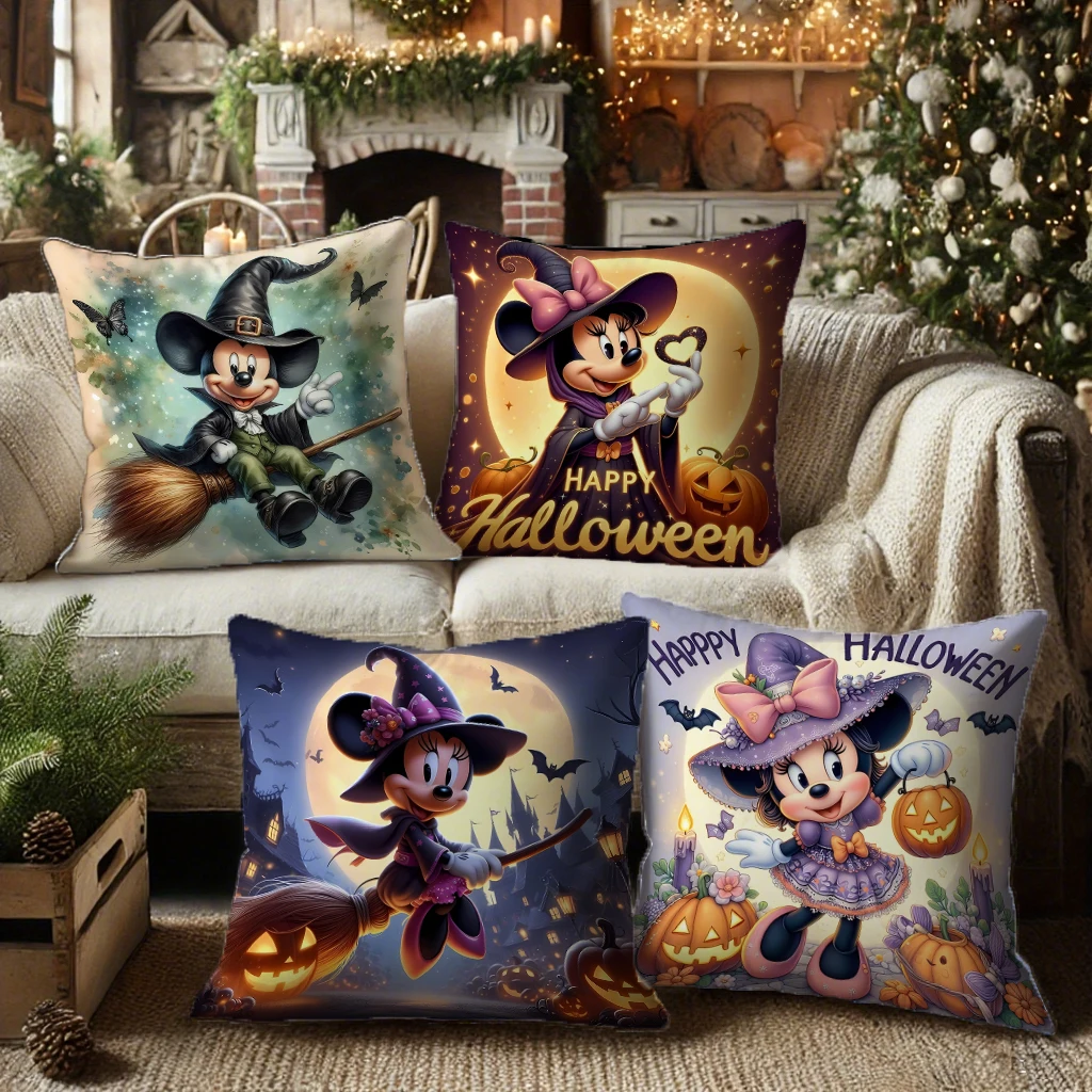 

Mickey & Minnie Mouse Witch Themed Halloween Pillow Covers - Spooky Fun for Your Home Sofa cushion cover,party decoration, gift