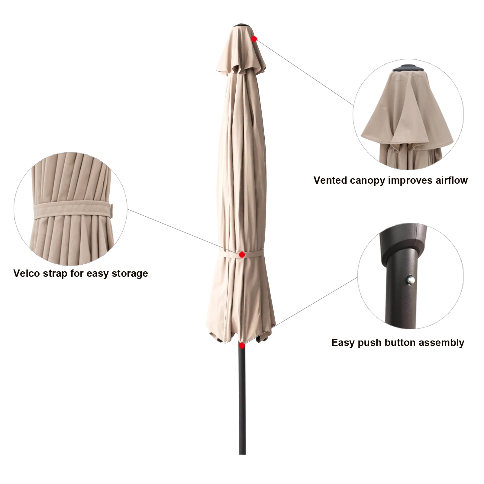 10 ft Außen Terrasse Markt Tisch Regenschirm mit Fiberglas Rippe Spitze und Tilt