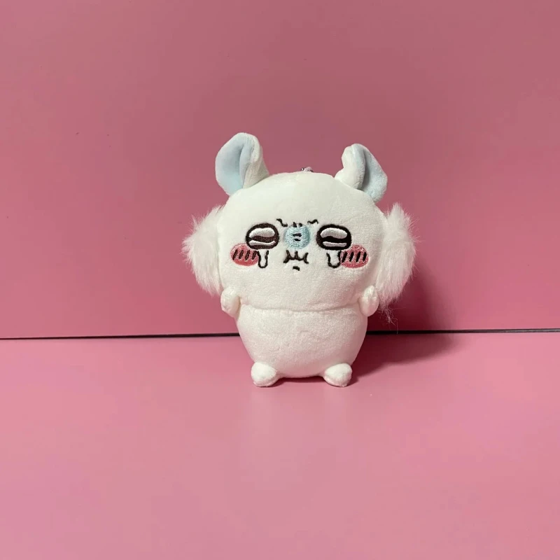 10cm Cartoon Angry Chiikawa Plush Doll Keychain Cute Cartoon Smirks Hachiware Usagi Momonga Bag Pendant Decoration Girl Gift